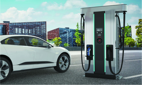 120kw electric vehicle charger with white car